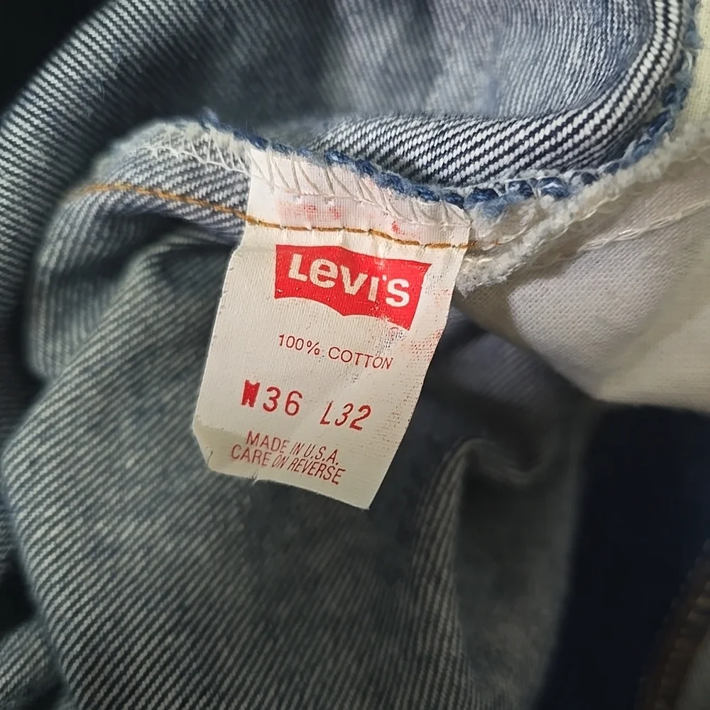 Vintage Orange Tab Levi's 506 Dark Wash Blue‎ Jeans Size 36x27 Paint Splatter